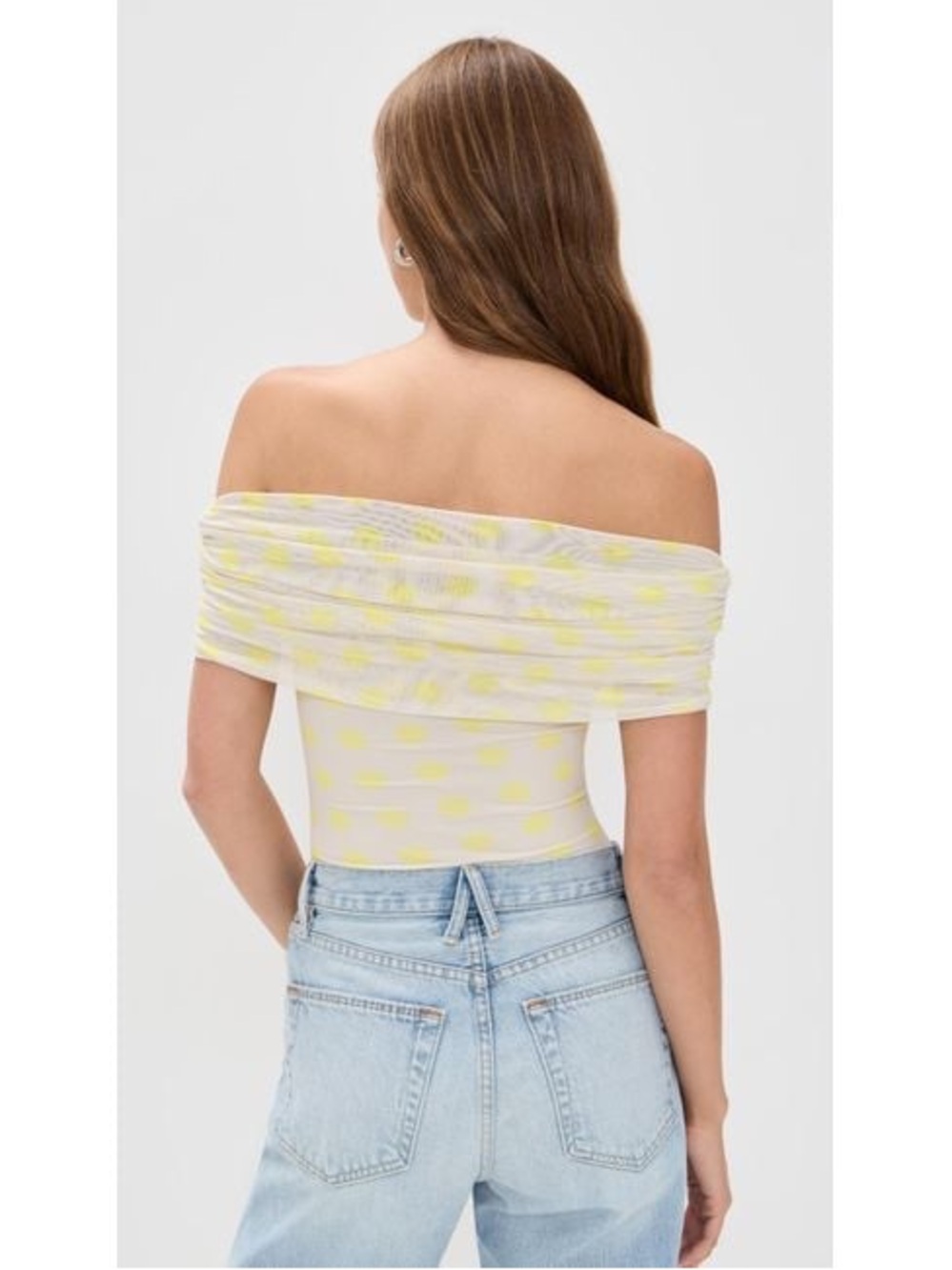 AFRM Butter Yellow Off-Shoulder Polka Dot Bodysuit XL NWT - Picture 2 of 15